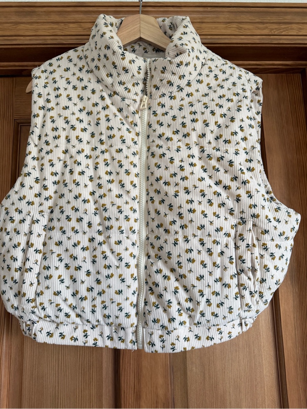 ONLY Cream Quilted Floral Jacket with Yellow & Green Accents